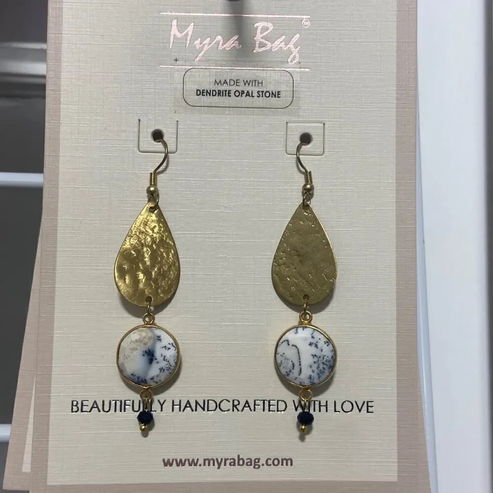 ‎Dendrite opals stone earrings